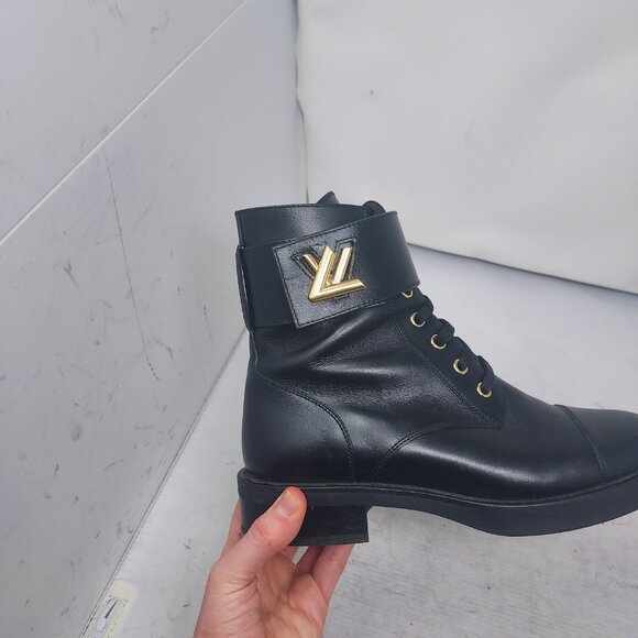 Louis Vuitton Black Leather Wonderland Ranger Combat Boot - Picture 4 of 14